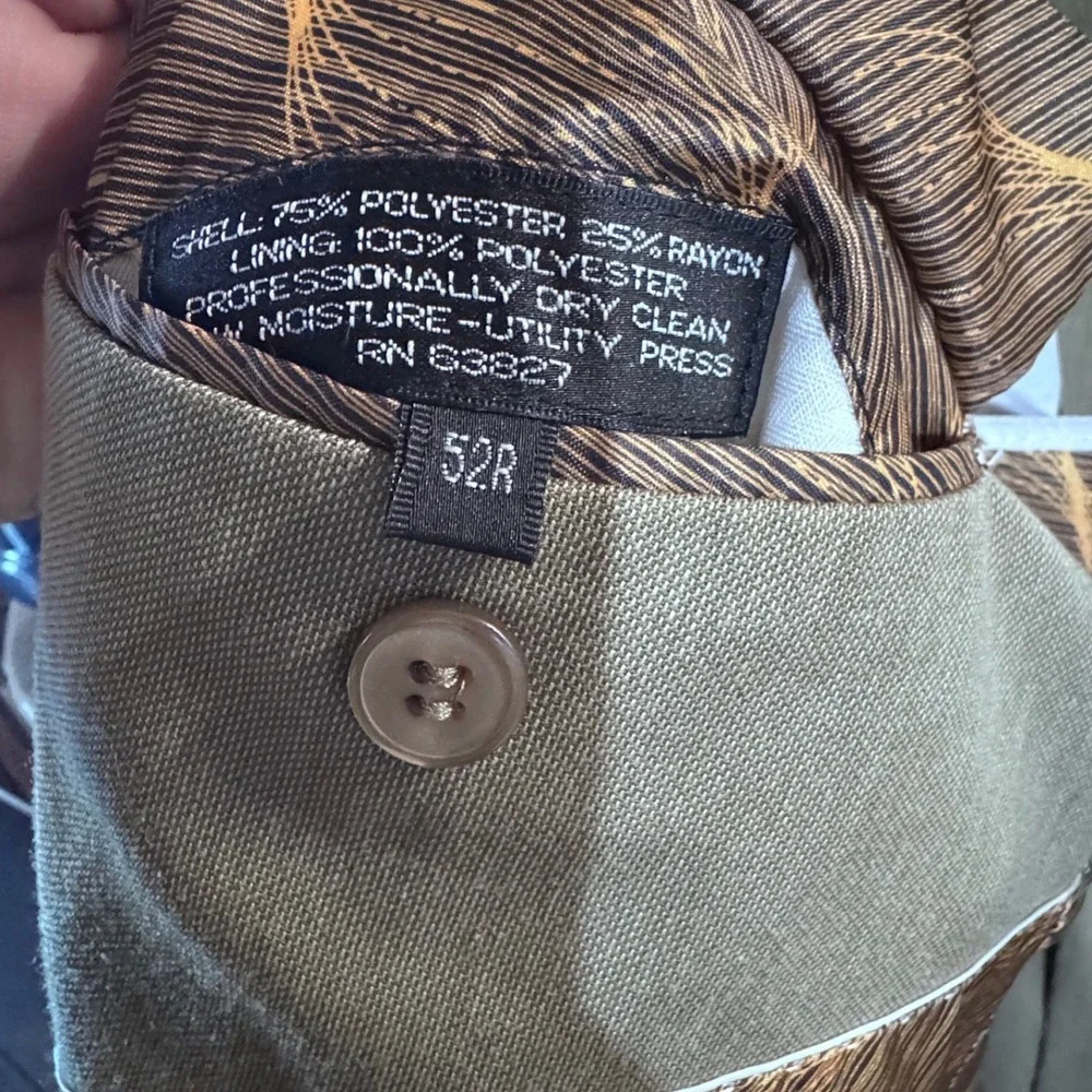 Stacy Adams Super 150s Men's Suit 52R/47R Olive Sharkskin Italian Styl 2 Pleated
